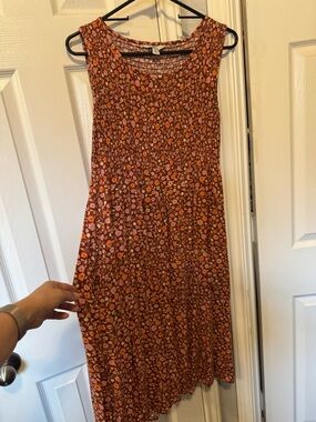 croft & barrow Rust and Pink Floral Midi Dress